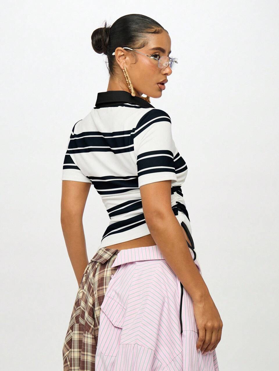 SUMWON WOMEN Striped Polo Shirt With Badge Detail