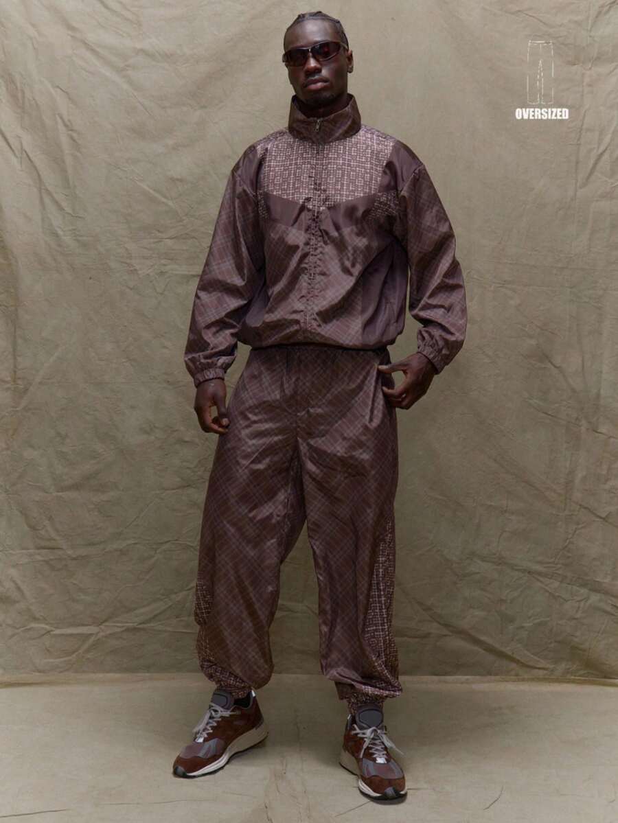 Musero Loose Fit Panel Checkered Track Pants Winter - Multicolor - View 1