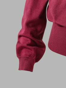 SHEIN Tween Girls Sweater Set,Vintage Style Knit 2 Pieces Set For Autumn/Winter,Burgundy Pearl Button Cardigan+Bodycon Skirt,Elegant,Holiday,Back-To-School - Burgundy - View 6