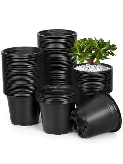 Plastic Flower Pot, Resin Round Garden Planter, Suitable For Seedlings And Flowers, Durable Lawn And Gardening Tool, Practical Spring Essentials