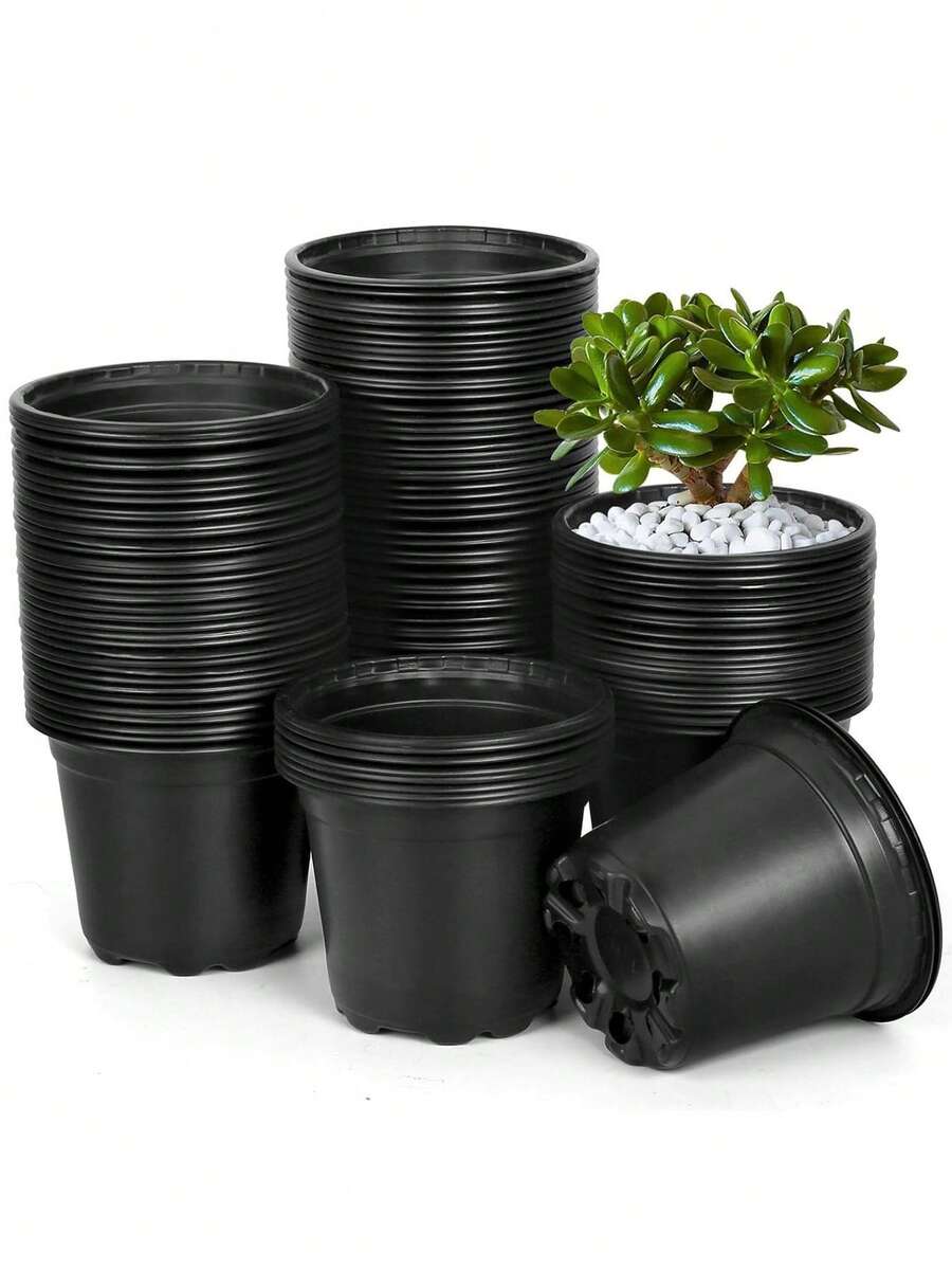 Plastic Flower Pot, Resin Round Garden Planter, Suitable For Seedlings And Flowers, Durable Lawn And Gardening Tool, Practical Spring Essentials