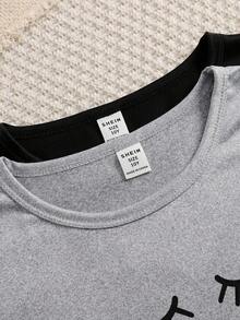 SHEIN 4pcs Girls Letter Print Long Sleeve Top + Plaid Pants Casual Homewear Set - Multicolor - View 7