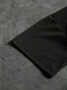 Sport MetroGents Camiseta deportiva de manga corta con cuello redondo, estampado de letras, corte holgado para hombre, gimnasio - Negro - Ver 3