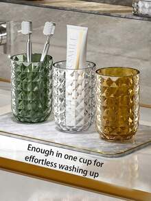 1 Cốc súc miệng bằng nhựa đính đá PET, Cốc nhà tắm lớn, Cốc súc miệng di động, Giá để bàn chải đánh răng bằng nhựa, Đồ trang trí phòng tắm, Đồ dùng học tập cho mùa thu năm học mới - Một gói - Xem 5