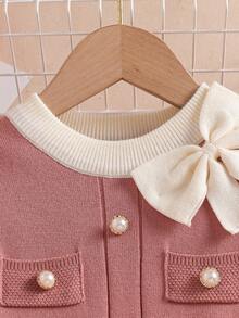 SHEIN Robe pull vintage douce en tricot avec nœud, robe pull princesse coréenne décontractée et élégante, convient pour le port quotidien et les sorties