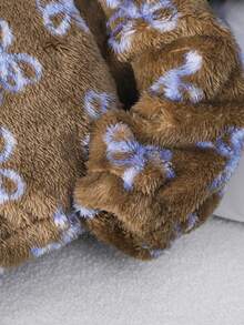 SHEIN Jachetă drăguță cu fundă și blană artificială pentru fete, potrivită pentru iarnă, zi de zi, școală, călătorii și ținute în aer liber