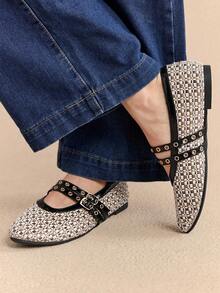 Rosivie 2025 Handwoven Niche Fashion Shoes, New Arrival Double Buckle Strap Ballet Flats For Women - Khaki - View 9