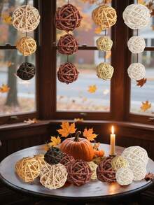 15 piezas - Bolas de ratán y mimbre de colores mixtos - Esferas decorativas naturales para manualidades DIY, decoración de boda, árbol de Navidad, adornos para el hogar, relleno de jarrones - 5 colores surtidos, 45 mm, negro, gris, marrón y blanco, negro, bolas grandes de ratán y mimbre - Mezcla de 5 colores, bolas decorativas para tazones, relleno de jarrones, decoraciones de mesa de café, centros de mesa para fiestas de boda, confeti decorativo, 3 cm/4 cm/5 cm - Multicolor - Ver 4