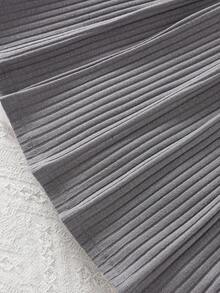 Elladie kids 青少年女孩休闲学院风撞色饰边纽扣前开夹克和迷你裙套装，秋冬 - 灰色 - 查看 8