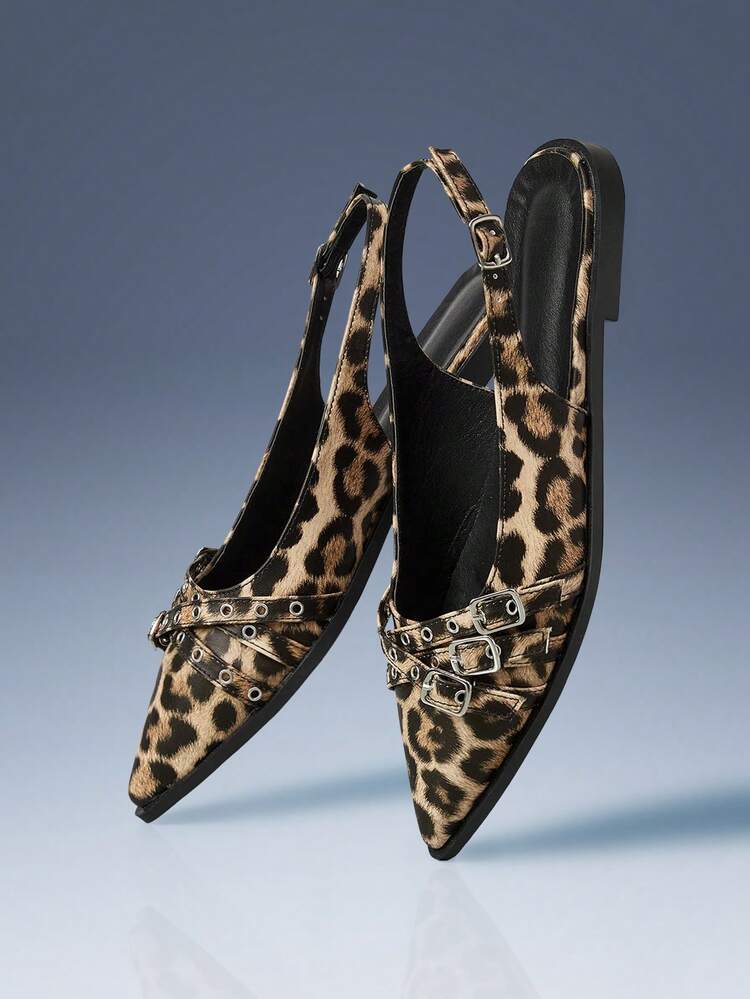 CUCCOO GRLICON Women's Leopard Print Flat Loafers, Y2K Punk Style Motorcycle Inspired, Suitable For Halloween, Christmas, Party Outfits