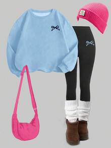 Emery Rose Kids Emery Rose Kids Bộ 2 món cho bé gái tuổi teen, gồm áo nỉ dày mềm cổ tròn và quần legging bó sát, kiểu dáng tối giản, trang phục thường ngày, thoải mái, lớp áo mùa thu cho trẻ em, phong cách thời trang, trang phục thường ngày, đi học, quần áo mùa thu, lễ hội, thích hợp cho hoạt động ngoài trời, dã ngoại, chụp ảnh đường phố, ở nhà. - Nhiều màu - Xem 3