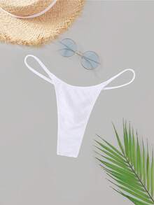 Oceva Summer Beach Solid Thong Bikini Bottom - White - View 5