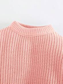 Cozy Pixies Infant Casual Pullover Crew Neck Long Sleeve Sweater - Baby Pink - View 4