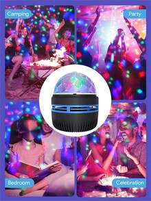 1 pieza Luz de ambiente de cielo estrellado, Luz de escenario LED (alimentada por USB) Luz de ambiente, Lámpara decorativa creativa para el hogar, Para uso en interiores en dormitorio, sala de estar, sala de juegos, luz nocturna para decoración de festivales y fiestas, Decoración para el hogar, KTV, bodas y celebraciones de festivales - Negro - Ver 6