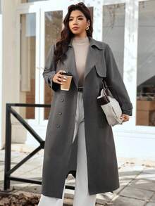 Vionelle Plus Size Trench Coats Long Jacket For Women Long Coat Long Coats For Women Outerwear Women Trench Coat Women - Brown - View 1
