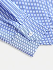 Firerie Kids Firerie Kids Tween Girls' Casual Striped Collared Button-Up Long Sleeve Equestrian Embroidered Shirt, Suitable For Autumn/Winter