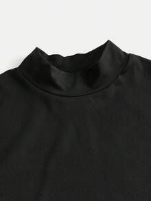SHEIN Girlism Body casual a maniche lunghe con collo alto nero per ragazze adolescenti