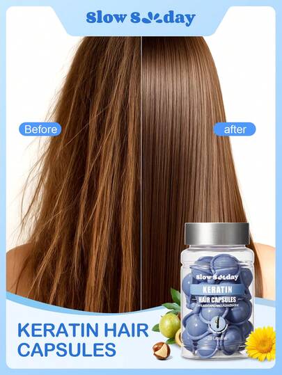 Capsules capillaires à la kératine, améliorent la sécheresse et les frisottis, huile essentielle capillaire adoucissante au parfum, sans rinçage, convient à tous les types de cheveux, parfaite pour les soins capillaires d'automne et d'hiver, idéale pour les vacances, les fêtes, les voyages, les activités de plein air, la mode Y2K et le cosplay, Thanksgiving, Noël, cadeaux de vacances