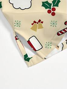 PopScrub Christmas Cartoon Print Scrub Uniform Top - Multicolor - View 3