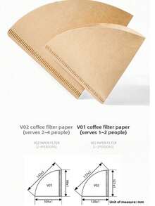 50/100/200pcs V-Shaped Coffee Filter Paper, Disposable Coffee Tea Filters For Pour Over And Drip Coffee Maker, High Quality Natural Wood Pulp, No Additives, Suitable For V01/V02 Filters, Perfect For Drip Coffee, Home And Travel Use - Multicolor - View 12