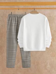 Manfinity NXTstreet Men's Casual Crew Neck Long Sleeve Pullover Sweatshirt Set - White - View 2