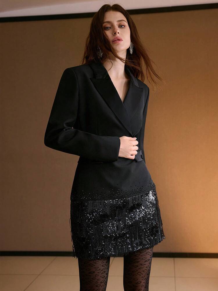 CONTRAST SEQUIN MINI DRESS, AUTUMN/WINTER