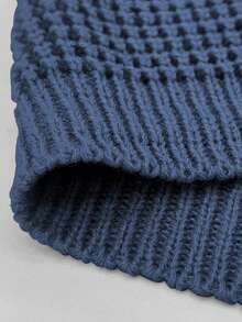 SHEIN LUNE Plus Size Women's Solid Color Round Neck Batwing Long Sleeve Loose Casual Sweater, Autumn/Winter - Dusty Blue - View 4