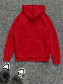 Men's Realistic Santa Claus Print Sweatshirt, Colorful Comfortable Long Sleeve Hoodie For Casual Wear - Red - View 2
