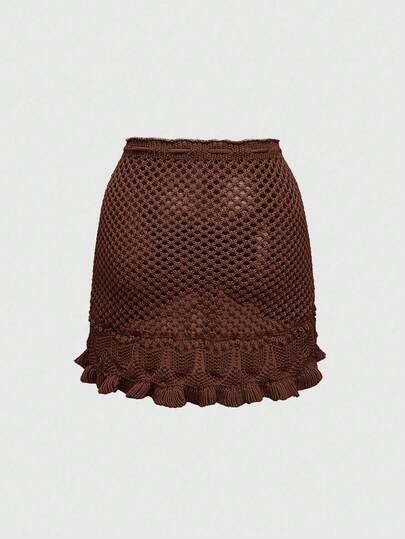 Women's Summer Beach Casual Vacation Hollow-Out Knit Skirt