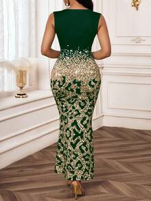 SHEIN Lady Women's Elegant Leopard Print & Sequin Decor Hollow Shoulder Fitted Mermaid Hem Dress, Suitable For Party & Banquet In Summer Green Formal Dresses For Women Long Party Dresses  Long Party Dress Sequin Dress  Shiny Dress Sparkly Dress  Glitter Dress Sequin Dress For Women Elegant Party Dress Party Dress Elegant Dresses For Party Party Dresses  Party Dresses For Women Christmas Party Dress  Elegant Party Dress  Elegant Party Dresses For Women Graduation Dress  Graduation Dresses  Long Graduation Dress  Graduation Guest Dress  Graduation Dress For Women Elegant Dress For Women Elegant Dresses For Party Chic Evening Dress Evening Dress Chic Wedding Christmas Dress Christmas Party Dress Christmas Christmas Clothes Christmas Outfit For Women Christmas Women's Clothing  Thanksgiving Outfit For Women Thanksgiving - Dark Green - View 2