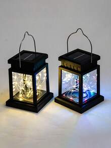 太阳能微型宫灯，户外防水LED迷你风扇灯，串灯，花园氛围灯，吊灯，壁灯，装饰景观灯，暖色，多色 - 黑色 - 查看 7