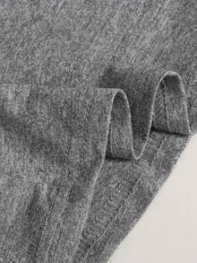 SHEIN Girlism 2pcs Tween Girls Casual Sports Graphic Text & Location Print Ribbon Bow Decor Fitted Flare Pants Set, Autumn/Winter - Dark Grey - View 5