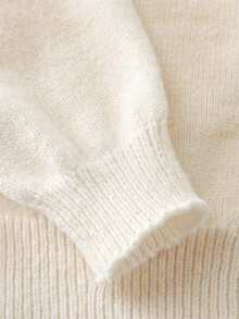 SHEIN Genkimix Kids Áo len cardigan dệt kim ngắn màu trơn tươi mát, giản dị thời trang cho bé gái, mùa thu/đông - trắng - Xem 5