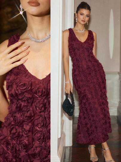 Poéselle 女式优雅花卉装饰无袖连衣裙，夏季