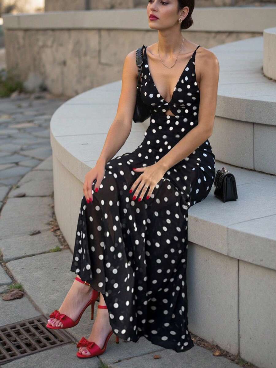 INAWLY Váy dài cho nữ, thời trang tối giản, trang phục thường ngày - màu đen - Xem 1