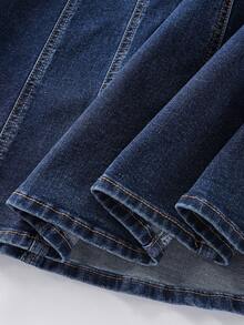 GlowEve Women's Casual Commuter Versatile Denim Midi Skirt With Pockets Maxi Long Jean Skirt Women S Dark Blue Skirt