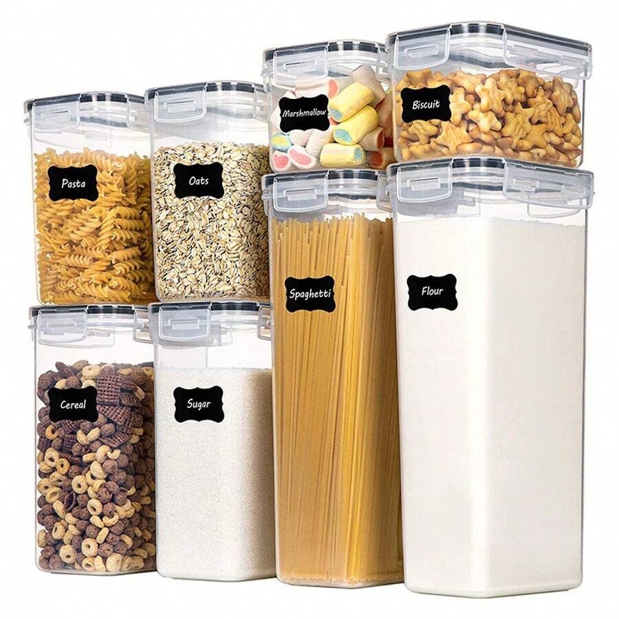 Set 2 Buah / 4 Buah Wadah Tertutup Multifungsi untuk Biji-bijian dan Makanan Kering (2,8L), Mudah Disimpan, Sangat Cocok untuk Pengorganisasian Dapur dan Perlengkapan Sekolah - Putih - View 1
