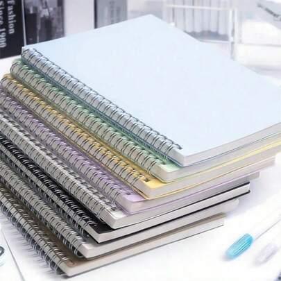 8.3" X 5.5" Spiral Notebook, 80 Sheets/160 Pages, Hardcover Horizontal Grid Notebook With Waterproof Cover, Multi-Color Diary Journal Notebook For Office, Home, School Supplies, Extra Thick Student Spiral Notebook, Horizontal Line Diary, Simple