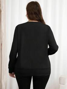 EMERY ROSE Sudadera de cuello redondo con estampado de leopardo para mujer talla grande, ropa de otoño y primavera para tallas grandes