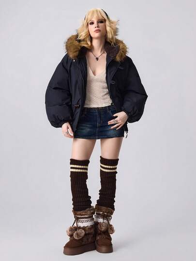 Bestselling Hooded Down Padded Coat Women Short With Fur Collar, 2025 Winter New Padded Coat