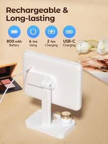 Teckwe Makeup Mirror Vanity Mirror With Lights, 1X, 2X, 3X Magnification, Touch Control, Trifold, White,  Smart Lighting & Storage, Modern Style, Dresser Mount, Bathroom, Travel, Valentine's Day Gift - White - View 7