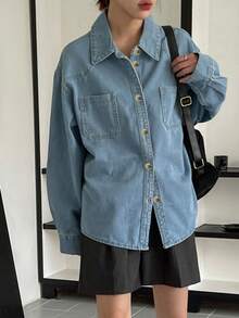 DAZY 女士长袖牛仔上衣