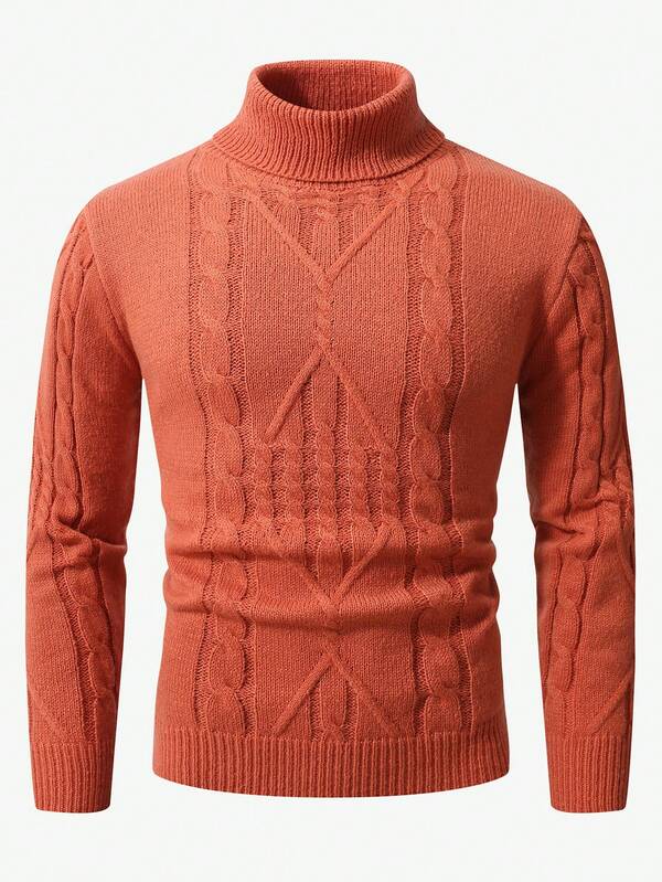 Manfinity Homme Jersey de cuello alto de unicolor casual para hombres, versátil para otoño/invierno