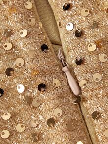 SHEIN MOD 大码香槟色亮片拼接紧身连衣裙，鸡尾酒会礼服 - 香檳色 - 查看 4