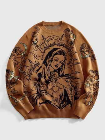 Street Life Pull tricoté à col rond décontracté pour hommes, automne/hiver