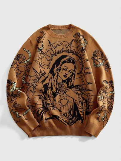 Street Life Jersey de punto de cuello redondo casual para hombre, otoño/invierno