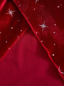 Women's Mid-Length Dress, Women's Slim Fit Elegant Red Sequin Dress, High Slit Dress, Sequin Dress, Christmas - Multicolor - View 5