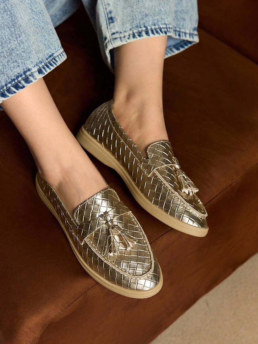 Rosivie 女式休闲一脚蹬平底运动鞋 - 香檳色 - 查看 1