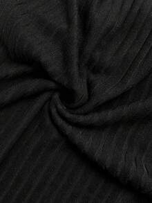 Elenzga Plus Size Women Ribbed Fabric Solid Color Contrast Collar Long Sleeve Decorative Button Fake Pocket Bowknot Casual Commute Outdoor Leisure Elegant Versatile Autumn/Winter Dress - Multicolor - View 9