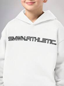 SUMWON 青少年男童连帽衫和运动裤套装休闲街头风套装套头卫衣 - 黑與白 - 查看 8